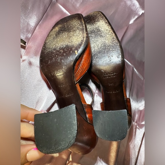 PRADA Brown Leather Mary Jane Block Heels size 36.5 - size 5.5/6 US - Picture 13 of 16
